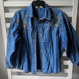 Carolina Bay Jeweled Chambray Shirt - Size L